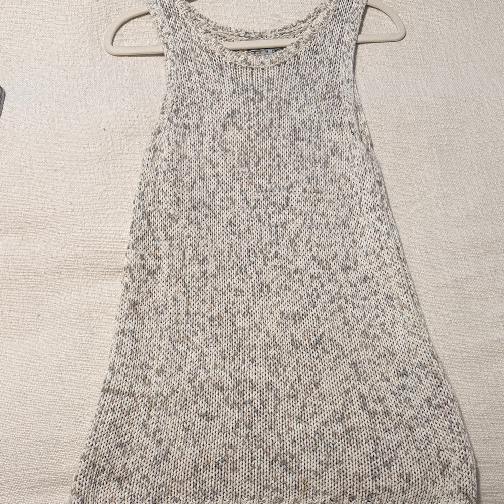 Allison Joy Speckled Knit Tank Top - Cream and Gray